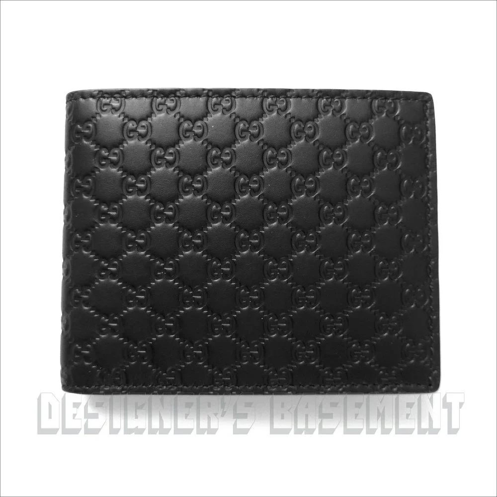 GUCCI Mens black Leather MICRO GUCCISSIMA GG embossed Bi-fold wallet new in Box!
